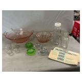 Pink Depression, Casters, Creamers, Baby Bottles,