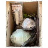 Box Lot With Boot Brush, Masks, Basket Brackets,