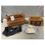 (2) Longaberger Baskets, Handkerchief Set, Trim