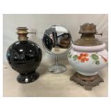 (2) Oil Lamp Bases, Mirror