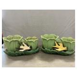 Late 1940ï¿½s McCoy Double Tulip & Swallow Planters
