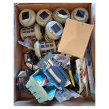 Box Lot Of Assorted Solar Lights, Tools & More