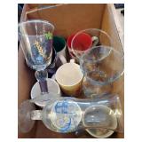 Box Lot Of Assorted Coffee Mugs & Glassware