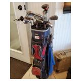 Golf Bag w/ Assorted Golf Clubs
