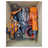 Box Of Assorted Electric Power Tools (Drill, Jug