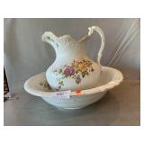 Buffalo Pottery Pitcher & Bowl, (Cracked,