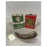 Vintage Powder Tins, Powder Horn