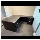 Dark Brown L Shaped Office Desk Storage
