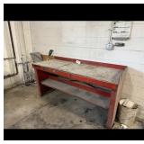 Red Metal Workbench Storage Shelf Used