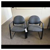 Dark Gray Fabric Guest Chairs Set of 2 Armrests