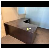 Dark Brown U Shaped Office Desk Workstation