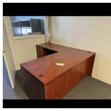 Used L Shaped Cherry Office Desk Storage