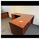 L Shaped Cherry Office Desk Drawers As Is