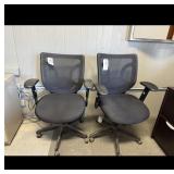 Pair Black Ergonomic Mesh Office Chairs As Is