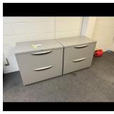 Pair Gray 2 Drawer Lateral Filing Cabinets As Is