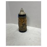 German Ceramic Stein with Pewter Lid