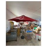 Red Patio Umbrella with Stand