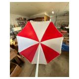 Red And White Beach Patio Umbrella