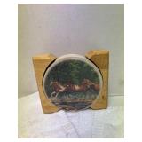 4 Horse Design Coasters with Holder