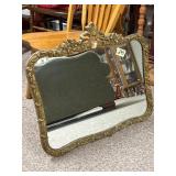 Ornate Rectangular Wall Mirror with Gilded Frame