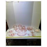 Clear Pink Glass Tableware Set