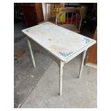 Metal-Top Table with Wooden Legs