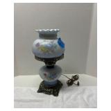 Blue Floral Electric Hurricane Lamp