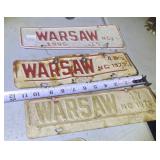 (3) License Plates WARSAW