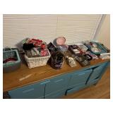 Assorted costume jewelry on top of dresser