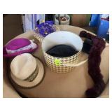 Hats, scarf, container