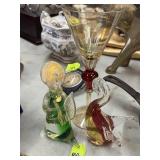Glass swans, bird and cup
