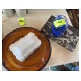 Plate and milk glass dish
