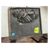Embossed shaking hands art