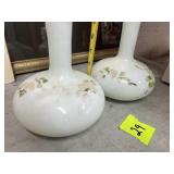 Two hand-painted decanters