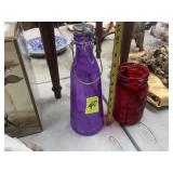 Purple jar and red Mason jar