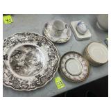 Plate, saucers and assorted items