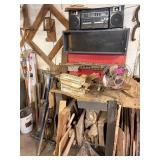 fan msc items on table floor and wall