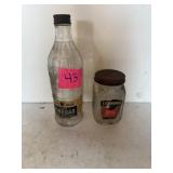 Vintage vinegar jar and Peanut butter jar