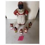 Aunt Jemima Cast iron bank salt & pepper , tooth l