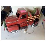 Metal red christmas truck