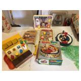 vintage kids cash register and msc toys games