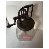 Glass butter churn metal top vintage