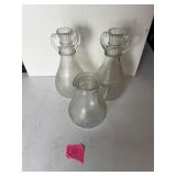 3 Vintage glass vases jars