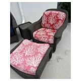 Outdoor Patio Chair with Cushions and Ottoman
