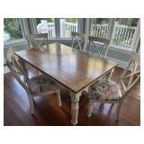 Solid Kitchen Table Set with 6 Chairs, Leaf