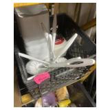 Plastic Bin with scrubbers and msc items