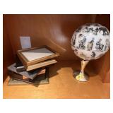 Porcelain Globe With Stand, Frames