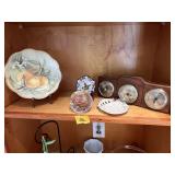 Clock, Plate, Contents Of Shelf
