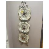 Three Plates With Wall Hangers