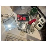 Mirror, Tissue Boxes, Wire Shelf, Contents Of